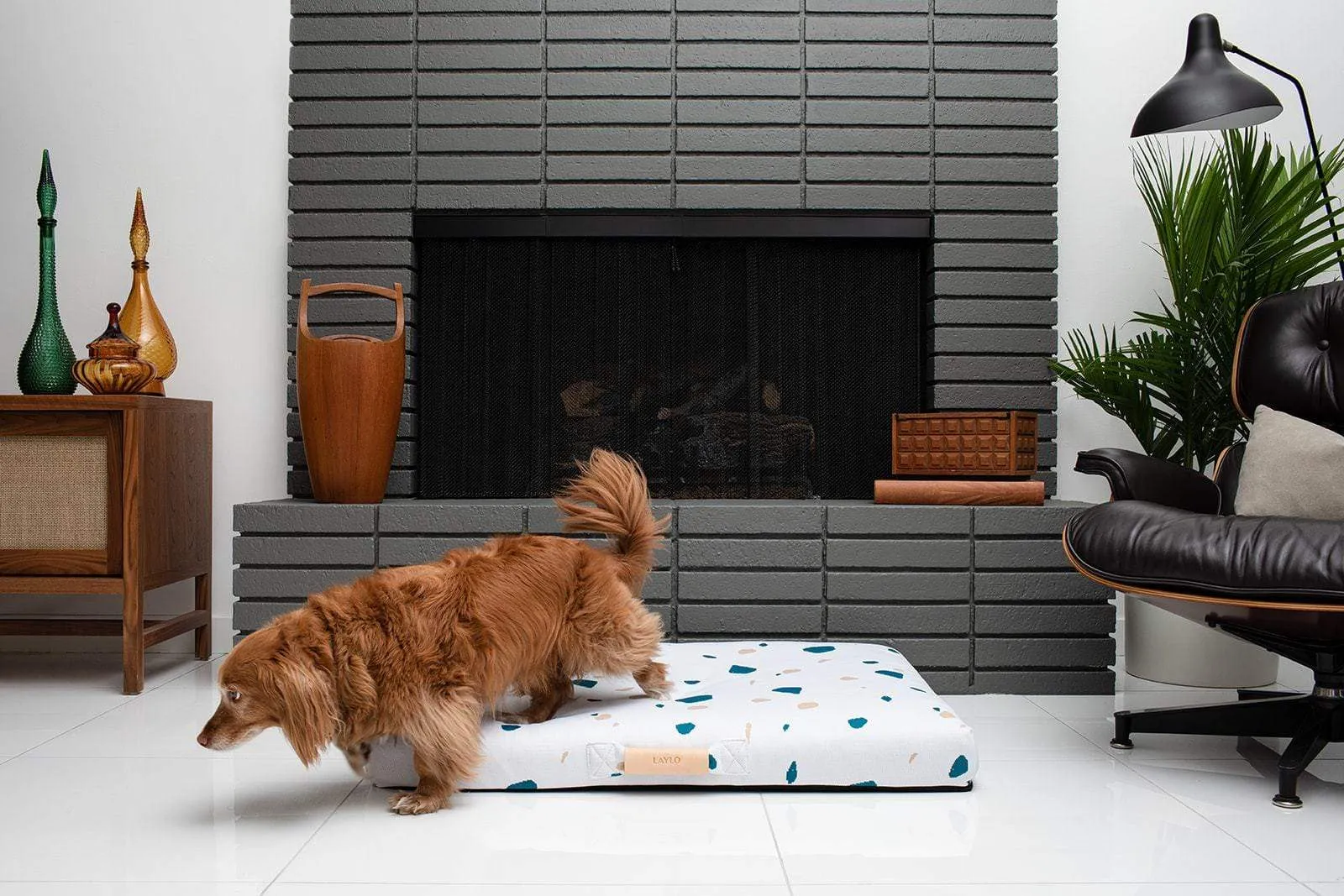 White Terrazzo | Mid-Century Modern Dog Bed or Bed Cover