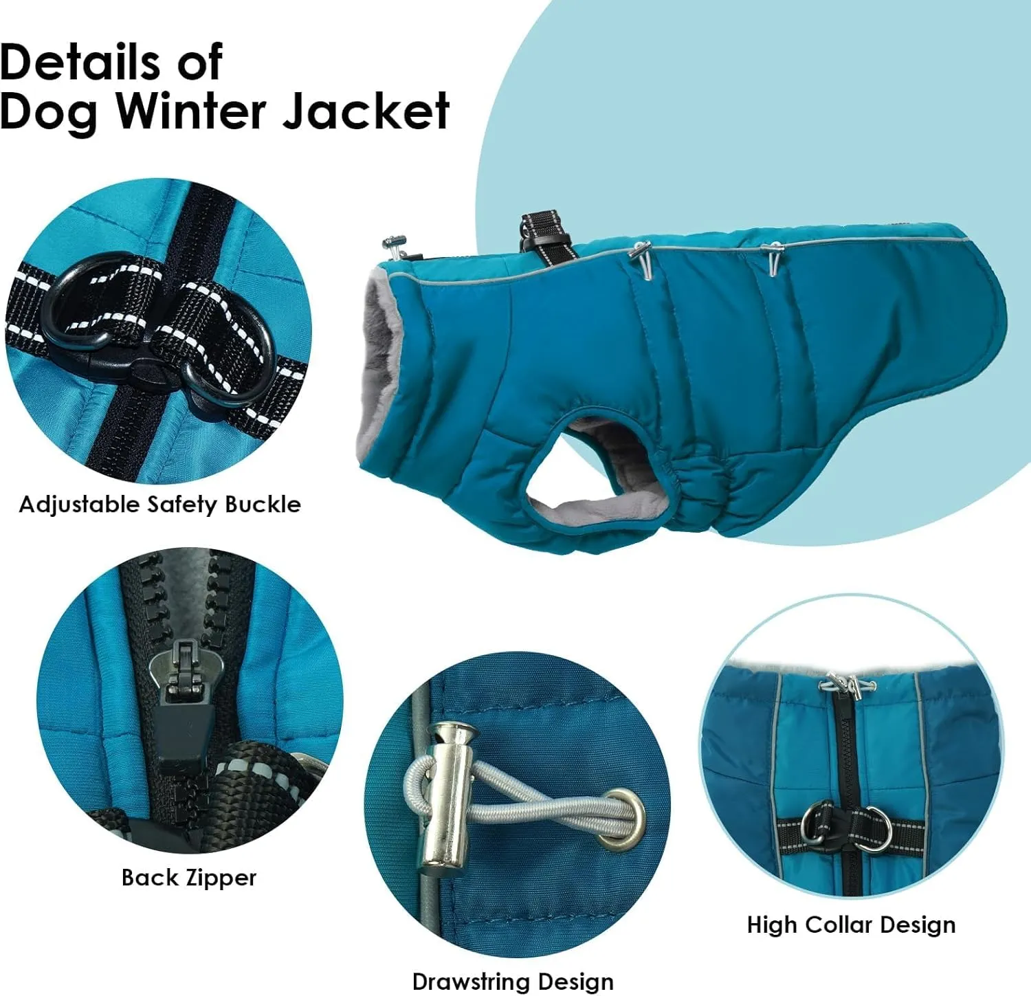 Winter Jacket - XS Warm Zip Up Snowsuit Harness Vest, Reflective Water-Resistant Coat for Small Dogs, Chihuahua, Teacup Puppy, Green