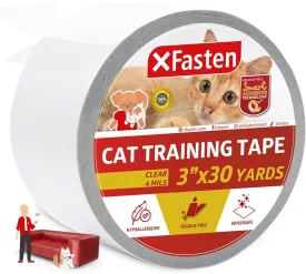 XFasten Anti-Scratch Cat Training Tape, 3-Inches x 30-Yards - Door, Couch, Furniture and Leather Scratch Guard Protector Tape for Cats and Pets