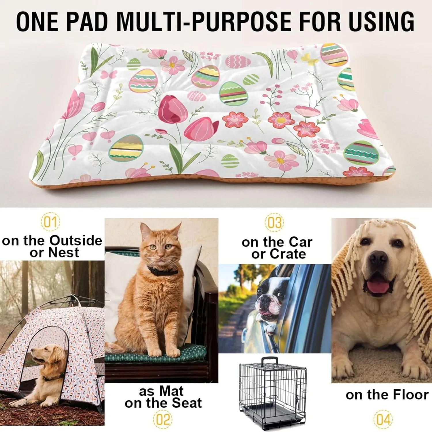 xigua Easter Eggs Pet Bed, Soft Anti-Slip Dog Cat Bed Pet Mattress for Small Medium Large Dogs and Cats, 24 x 18 Inch