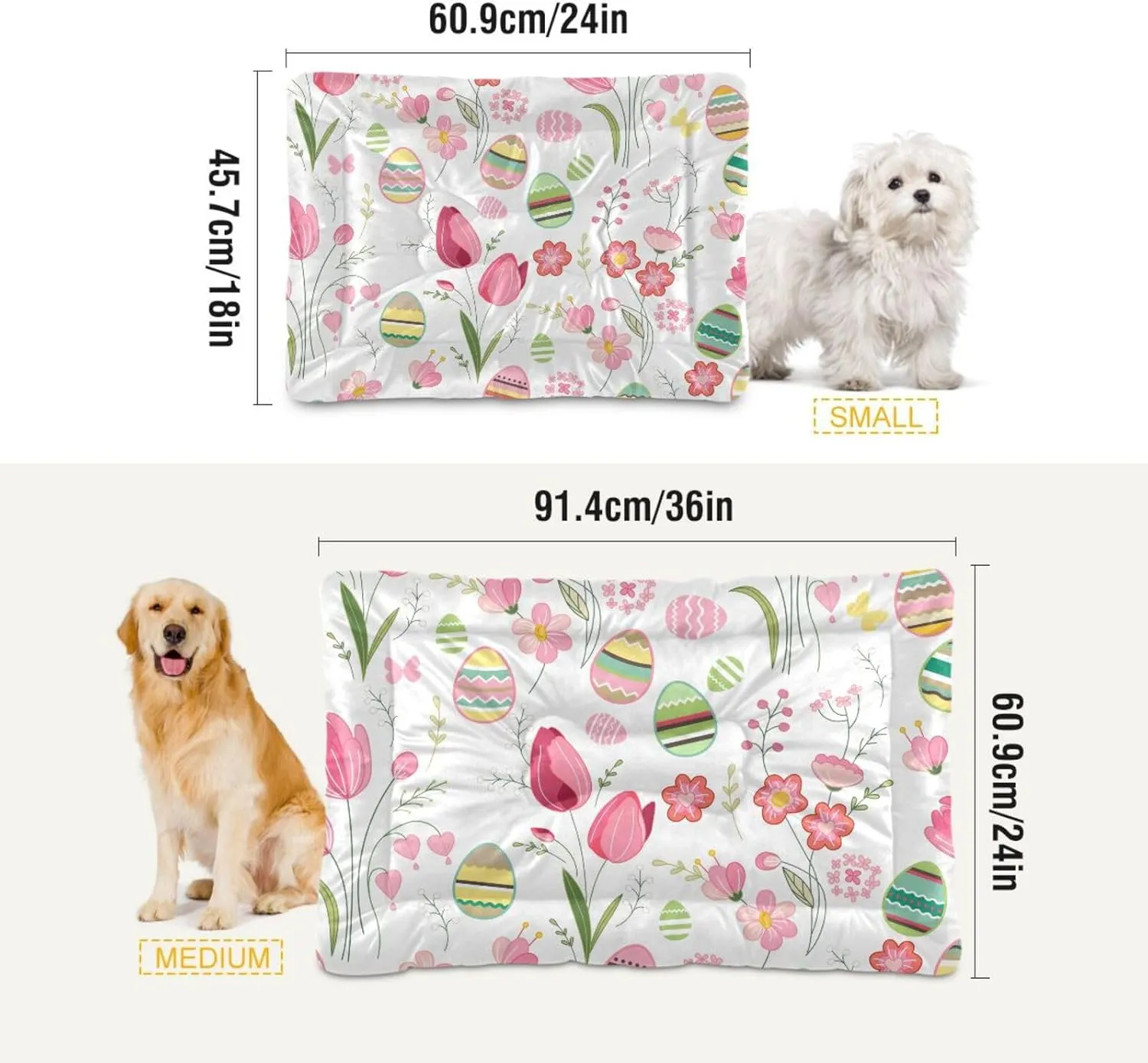 xigua Easter Eggs Pet Bed, Soft Anti-Slip Dog Cat Bed Pet Mattress for Small Medium Large Dogs and Cats, 24 x 18 Inch
